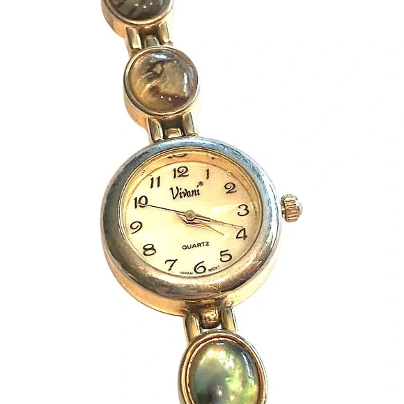 Vintage VIVANI Abalone Gold Watch Bracelet - Picture 2 of 3
